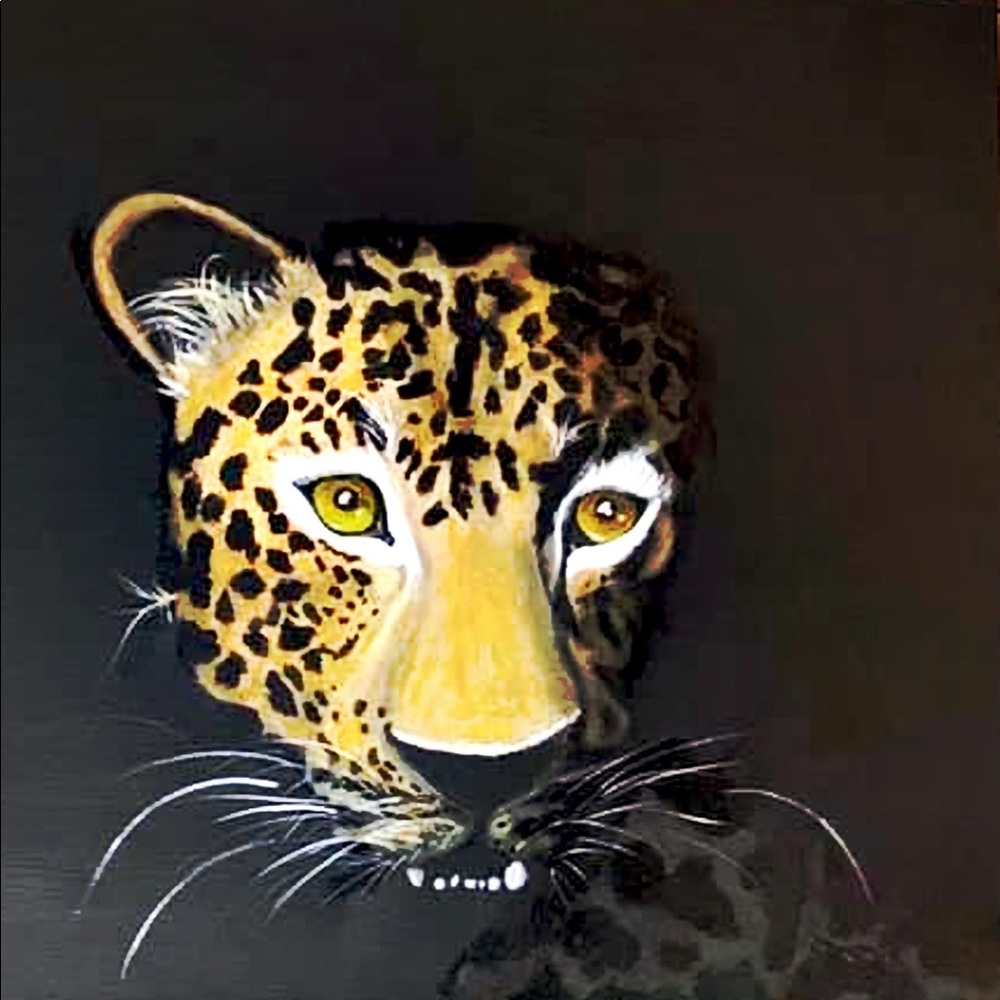 14x14 Hand Painted Leopard in Acrylic on Canvas